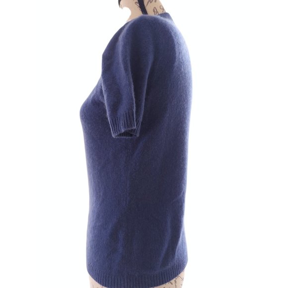 LORD & TAYLOR Women's Marine Blue Short Sleeve 2-Ply Cashmere Sweater Size Small - Picture 5 of 7